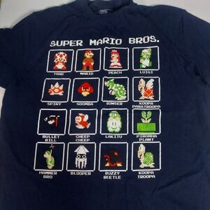 Super Mario Bros‎ Size Large 42/44 Character Tee-NAVY Gamers Cartoon Cosplay